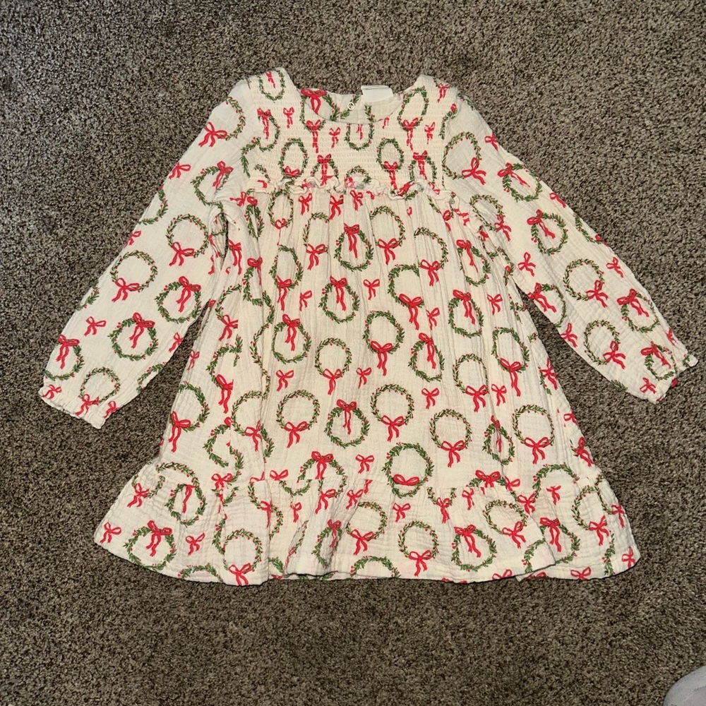 Festive Wreath Print Dress